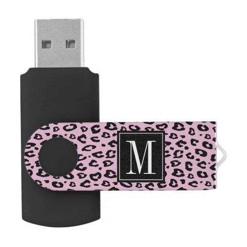 Pink leopard pattern swivel USB flash drive