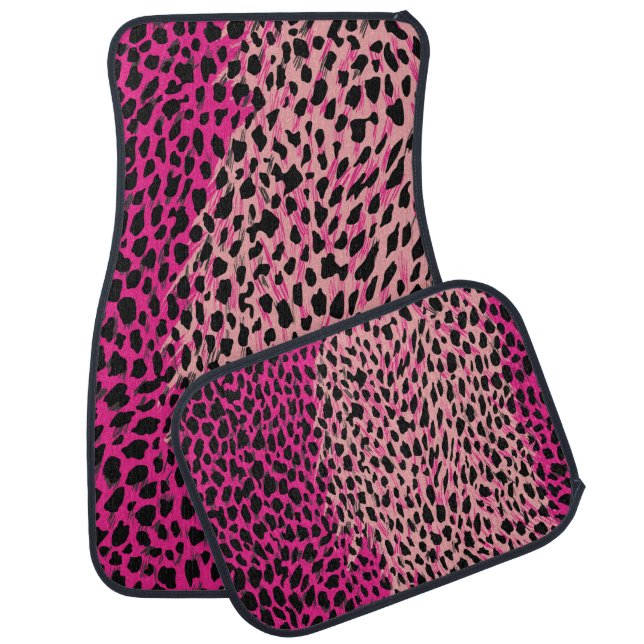 Pink leopard pattern textile fabricanimal,backgrou car floor mat (Set)