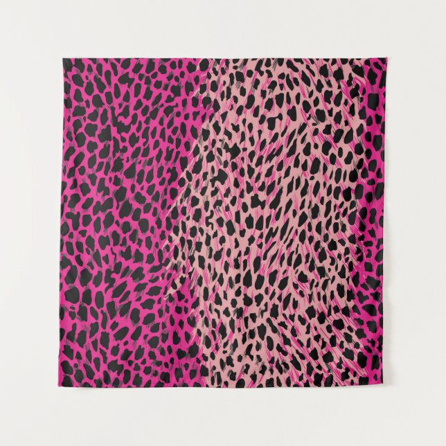 Pink leopard pattern textile fabricanimal,backgrou tapestry (Front)