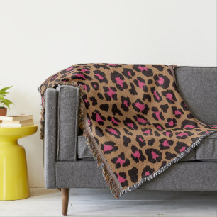 Pink Leopard Pattern   Throw Blanket