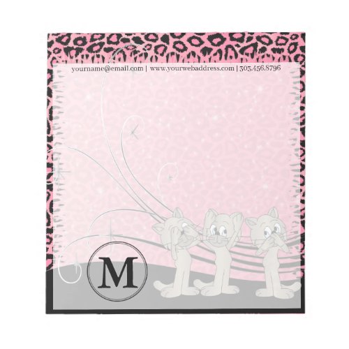 Pink Leopard Pattern with Funny Cats  Notepad