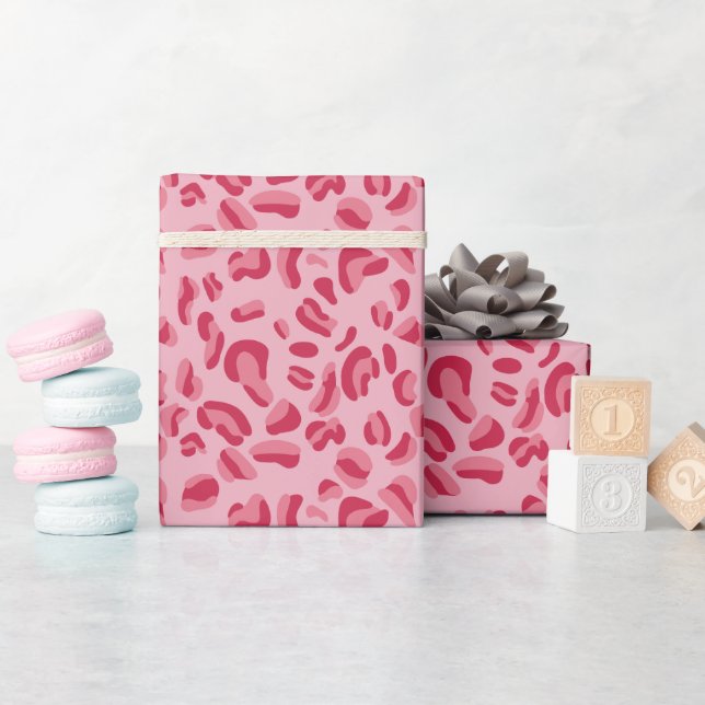 Pink Leopard Pattern Wrapping Paper (Baby Shower)