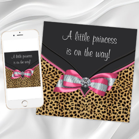 Pink Leopard Princess Baby Shower Invitation