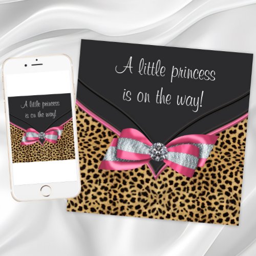 Pink Leopard Princess Baby Shower Personalized Invitation