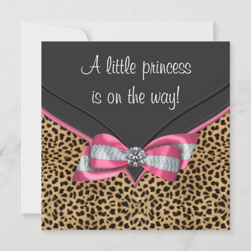 Pink Leopard Princess Baby Shower Personalized Invite
