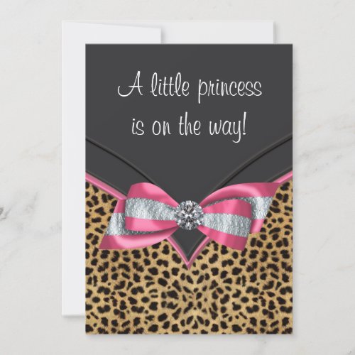 Pink Leopard Princess Baby Shower Personalized Invites