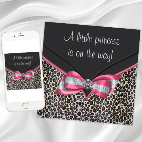 Pink Leopard Princess Baby Shower Invitations