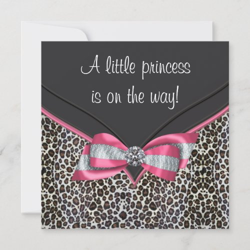 Pink Leopard Princess Baby Shower Invitations