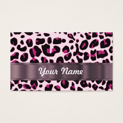 Customizable Pink leopard print business cards