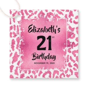 Pink Leopard Print 21st Birthday Personalized Favor Tags
