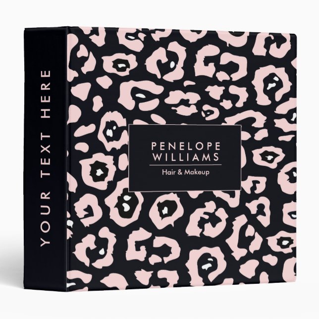 Pink Leopard Print 3 Ring Binder (Front/Spine)