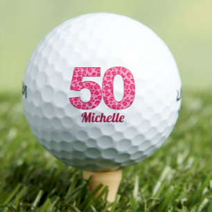 Pink Leopard Print 50th Birthday Golfer 50 Years Golf Balls