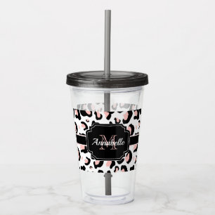 Pink Leopard Print Acrylic Tumbler