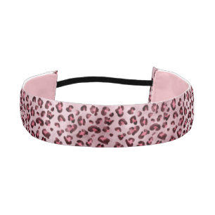 Pink Leopard Print Artistic Wild Cat Fur Texture Athletic Headband