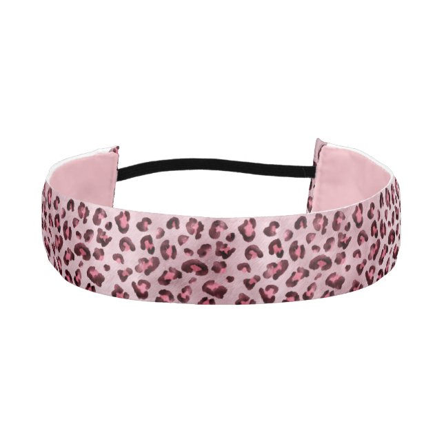 Pink Leopard Print Artistic Wild Cat Fur Texture Athletic Headband (Front)