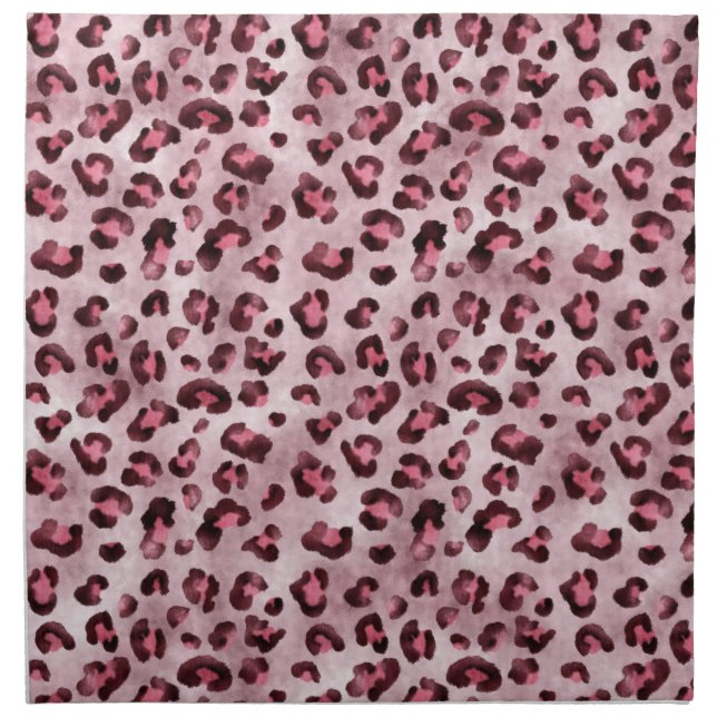 Pink Leopard Print Artistic Wild Cat Fur Texture Cloth Napkin (Front)