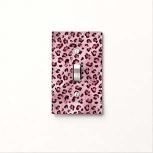 Pink Leopard Print Artistic Wild Cat Fur Texture Light Switch Cover