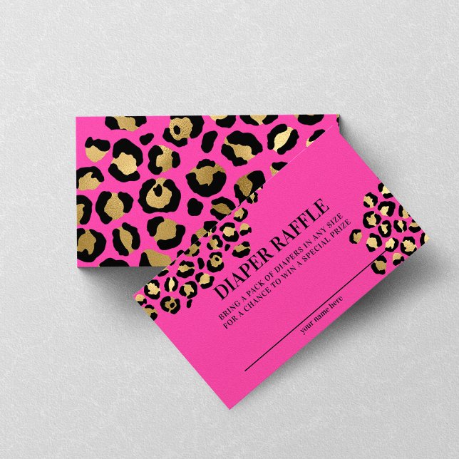 Pink Leopard Print Baby Shower Diaper Raffle Enclosure Card (Creator Uploaded)