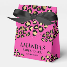 Pink Leopard Print Baby Shower Favor Boxes
