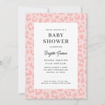 Pink Leopard Print Baby Shower Invitation by 2BirdStone at Zazzle