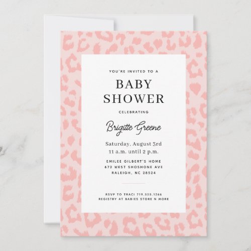 Pink Leopard Print Baby Shower Invitation