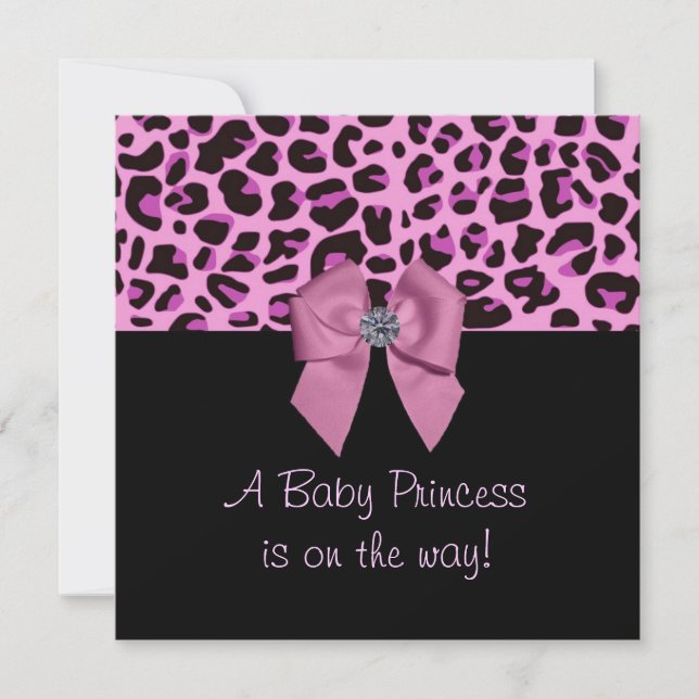 Pink Leopard Print Baby Shower Invitation (Front)