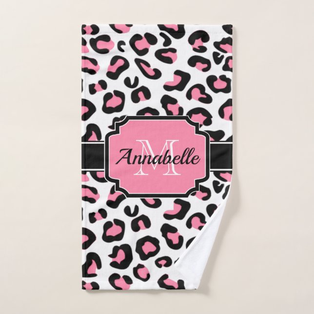 Pink Leopard Print Bath Towel Set (Hand Towel)