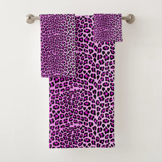 Pink Leopard print Bath Towel Set Zazzle