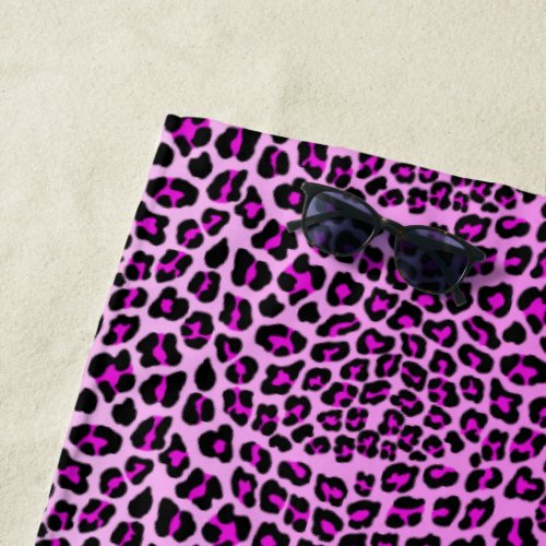 Pink Leopard print Beach Towel