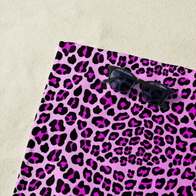 Pink Leopard print Beach Towel (In Situ)