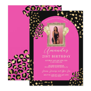 Pink Leopard Print Birthday Invitation