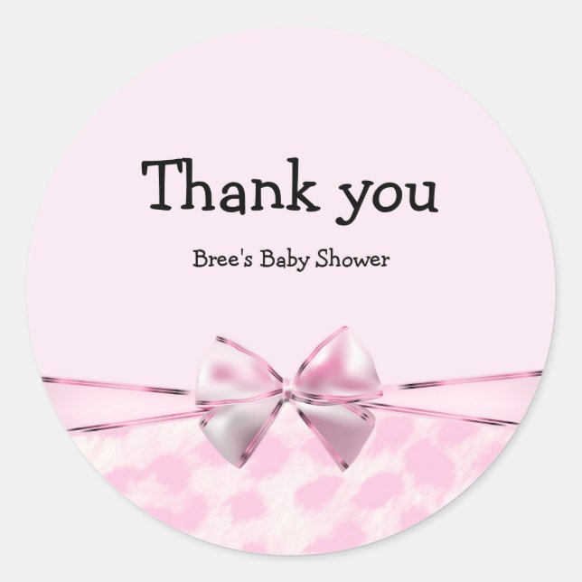 Pink & Leopard Print Bow Chic Glam Animal Print Classic Round Sticker (Front)