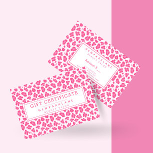 Pink Leopard Print Business Gift Certificate