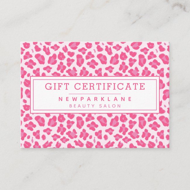 Pink Leopard Print Business Gift Certificate