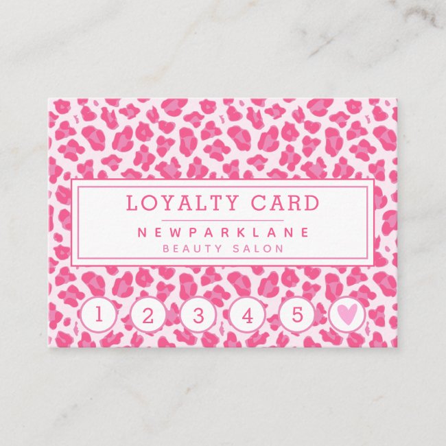 Pink Leopard Print Business Loyalty Card