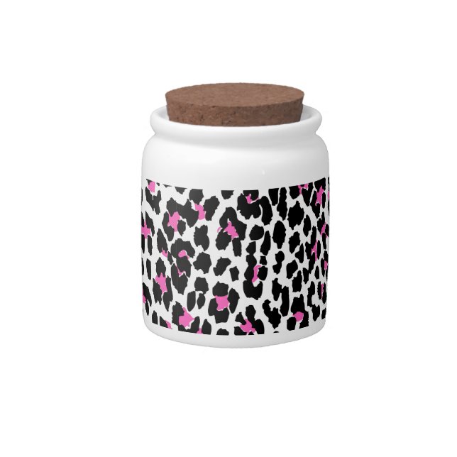 pink leopard print candy jar (Front)