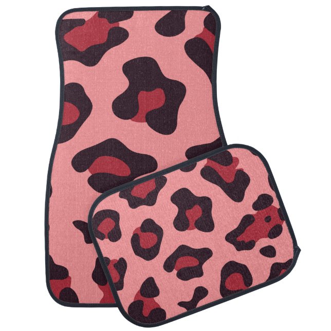Pink Leopard Print Car Floor Mat (Set)