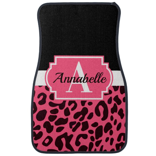 Pink Leopard Print Car Floor Mat (Front)