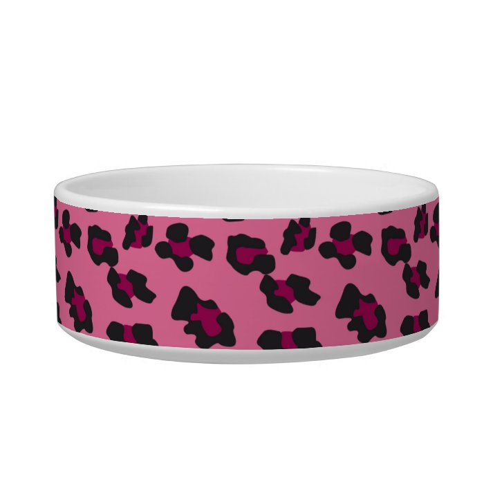 Pink Leopard Print Cat Bowl