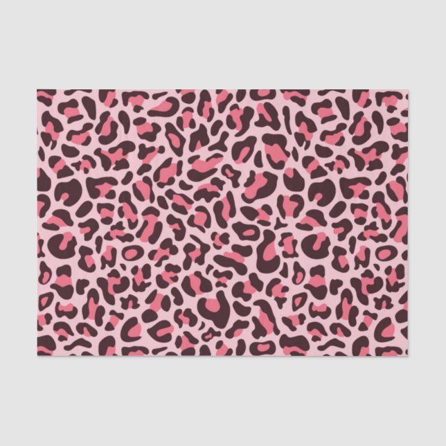 Pink Leopard Print Cheetah Print Decoupage Tissue Paper (Front)