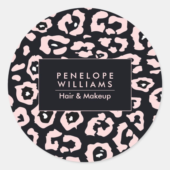 Pink Leopard Print Classic Round Sticker (Front)