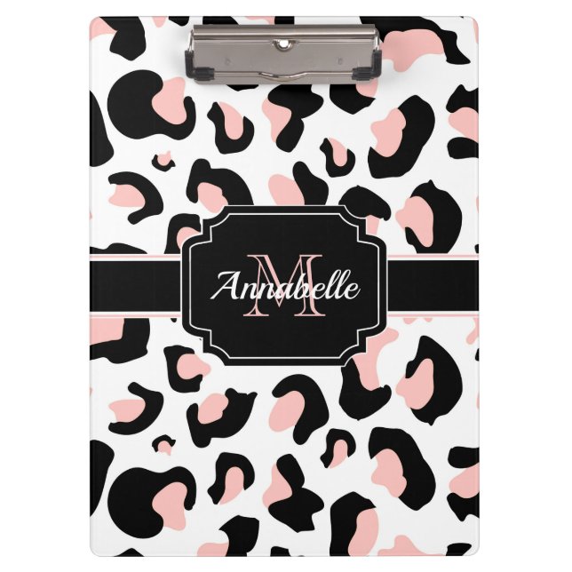 Pink Leopard Print Clipboard (Front)
