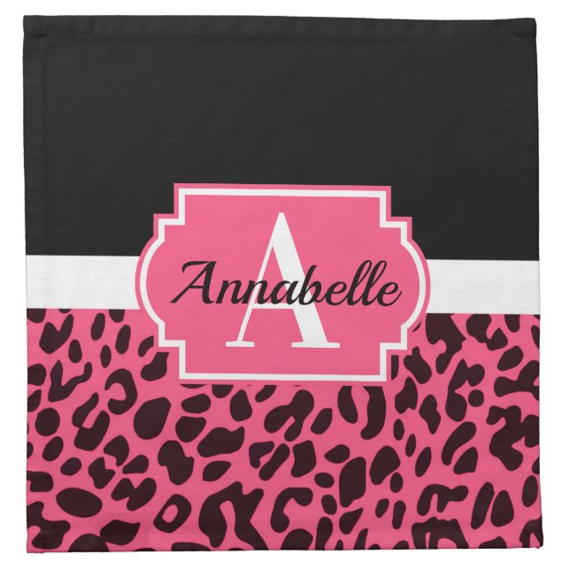 Pink Leopard Print Cloth Napkin (Front)