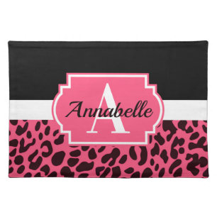 Pink Leopard Print Cloth Placemat