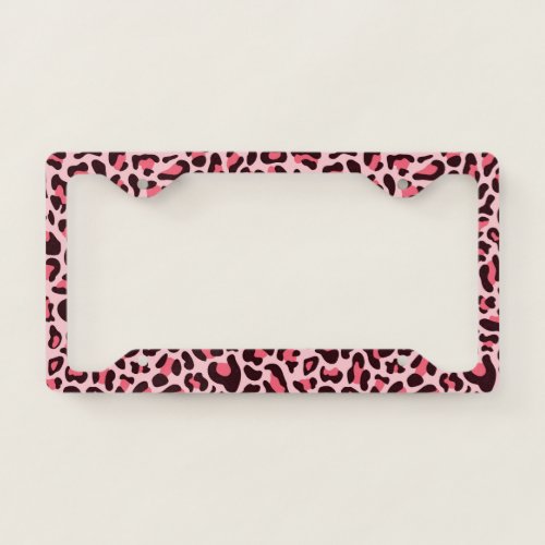 Pink Leopard Print Cool License Plate Frame 