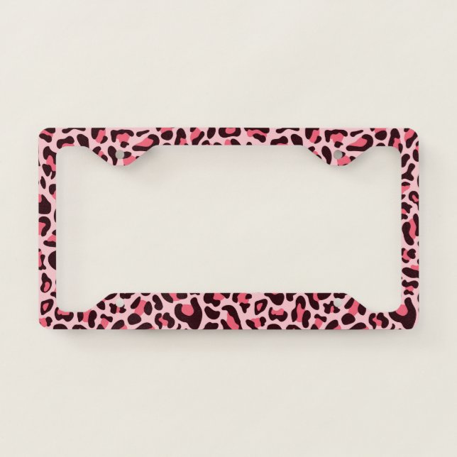 Pink Leopard Print Cool License Plate Frame  (Front)
