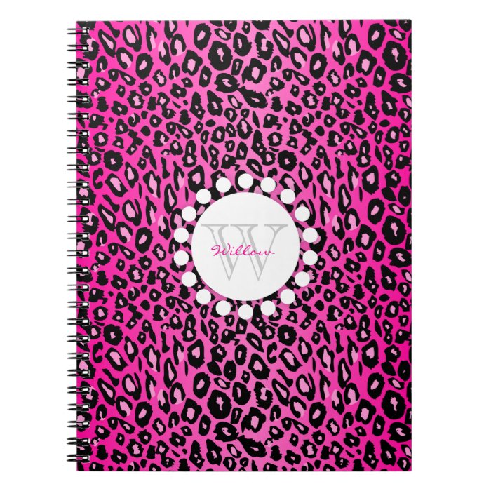 Pink Leopard Print Custom Monogram Journals