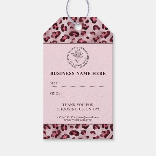Pink Leopard Print Custom Shop Logo Price Hang Tag