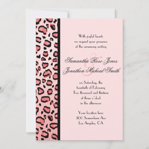 Pink Leopard Print Custom Wedding Invitation