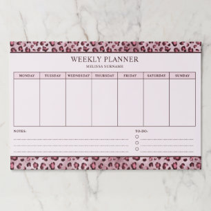 Pink Leopard Print Custom Weekly Planner Schedule Paper Pad